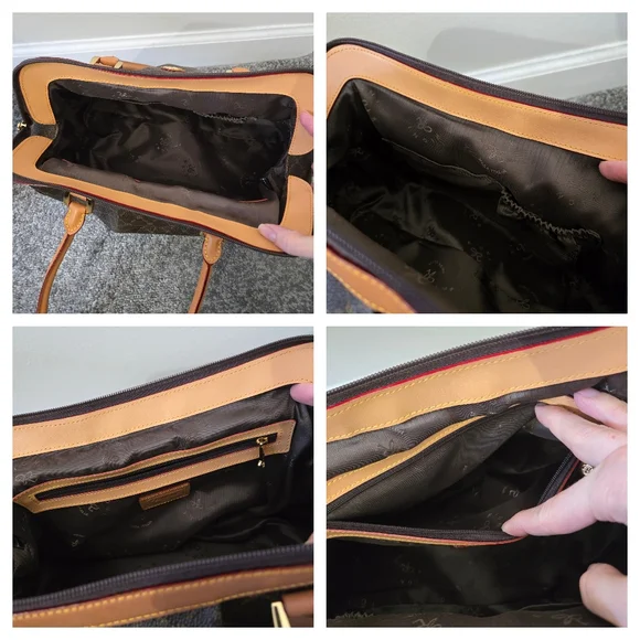 Rioni leather and coated canvas shoulder satchel, EUC - Picture 3 of 16